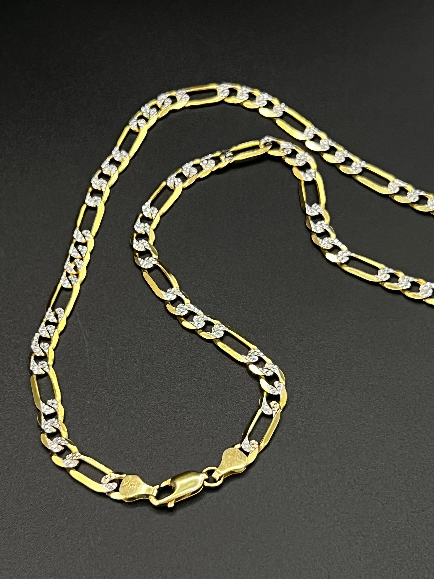 14K Solid Two-Tone Figaro Chain 6MM