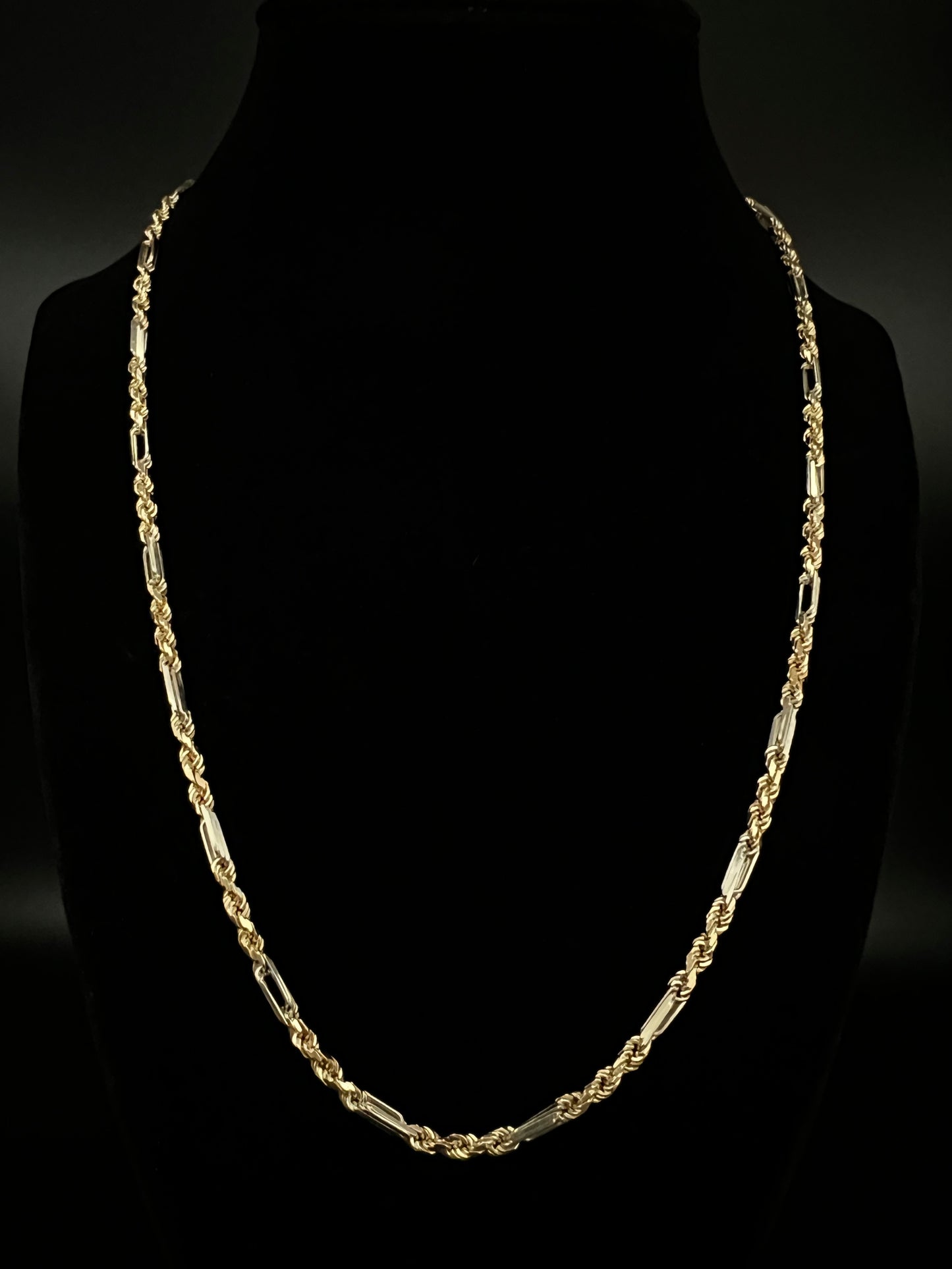 14K Solid Figaro Rope Chain 20''