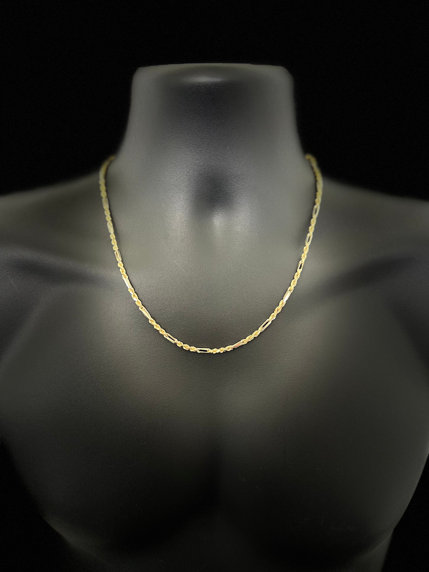 14K Solid Figaro Rope Chain 20''
