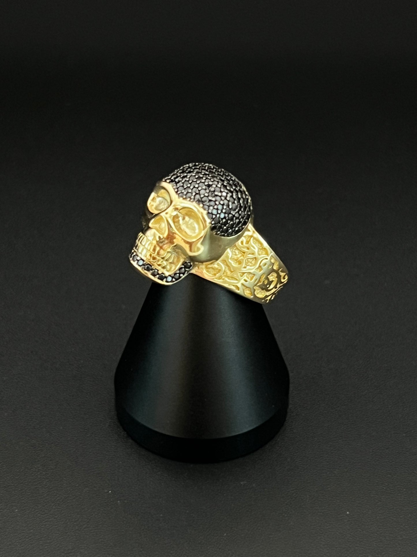 14K Men's Black Skulls Ring