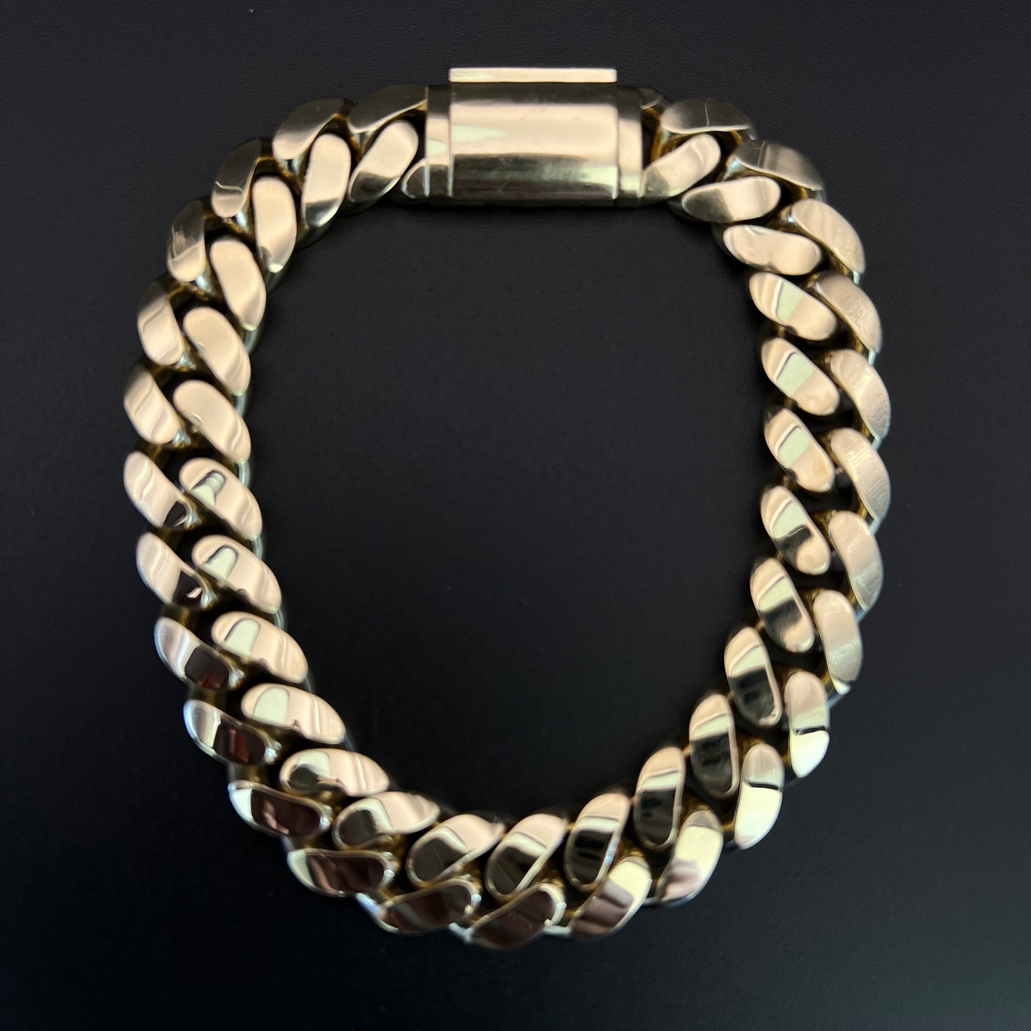 14K Men's Solid Monaco Bracelet 11.8MM