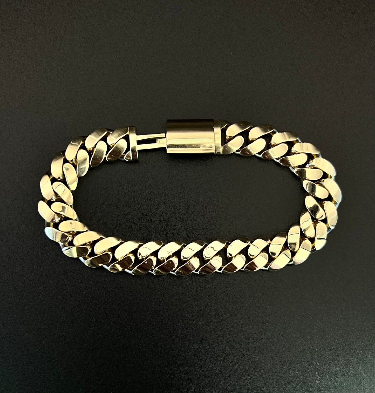 14K Men's Solid Monaco Bracelet 11.8MM