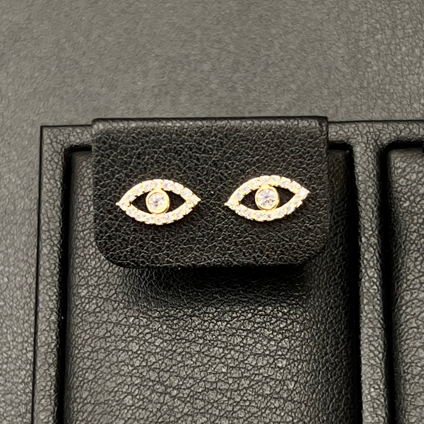 Evil Eye Stud Earrings 14K Gold