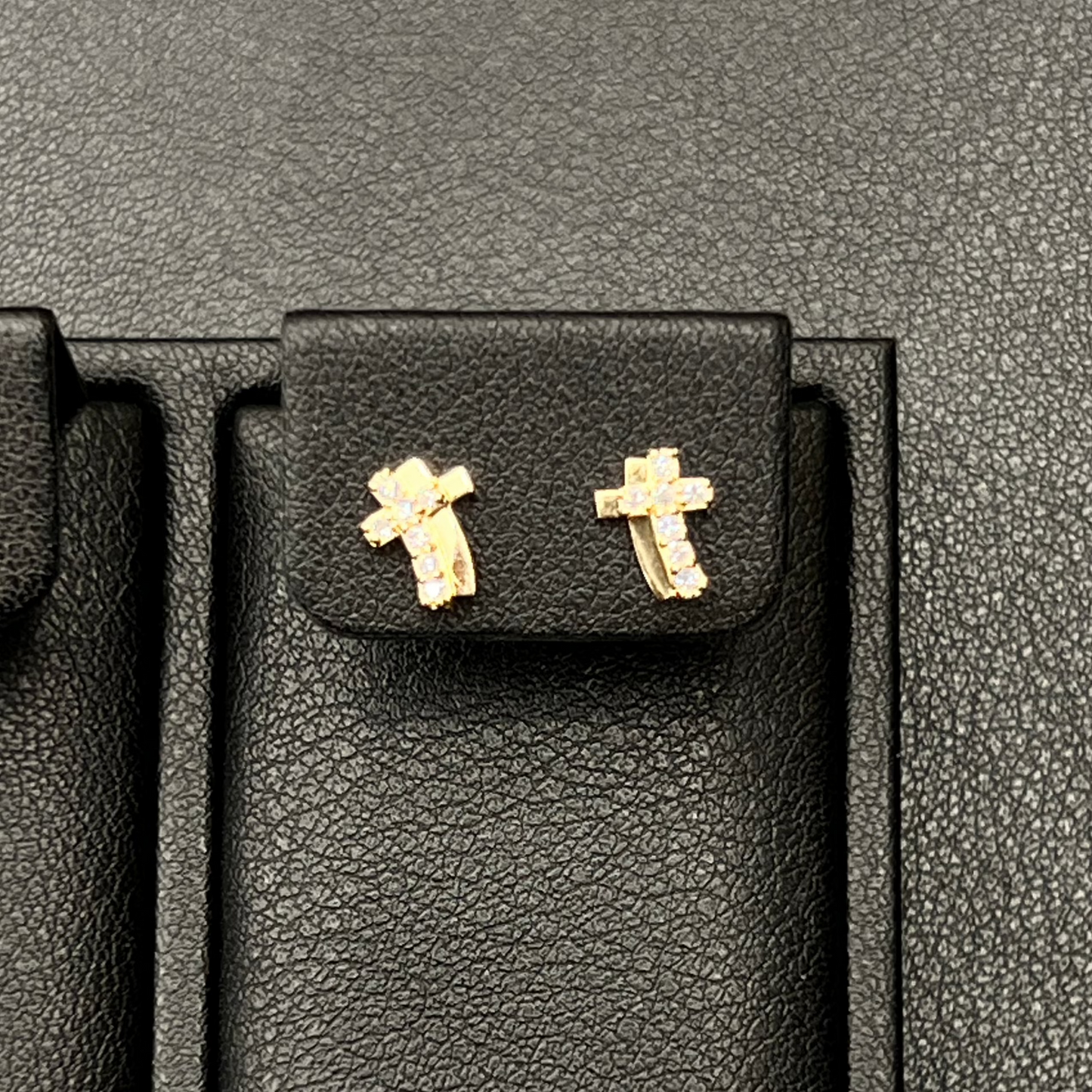 Double Cross Stud Earrings 14K Gold