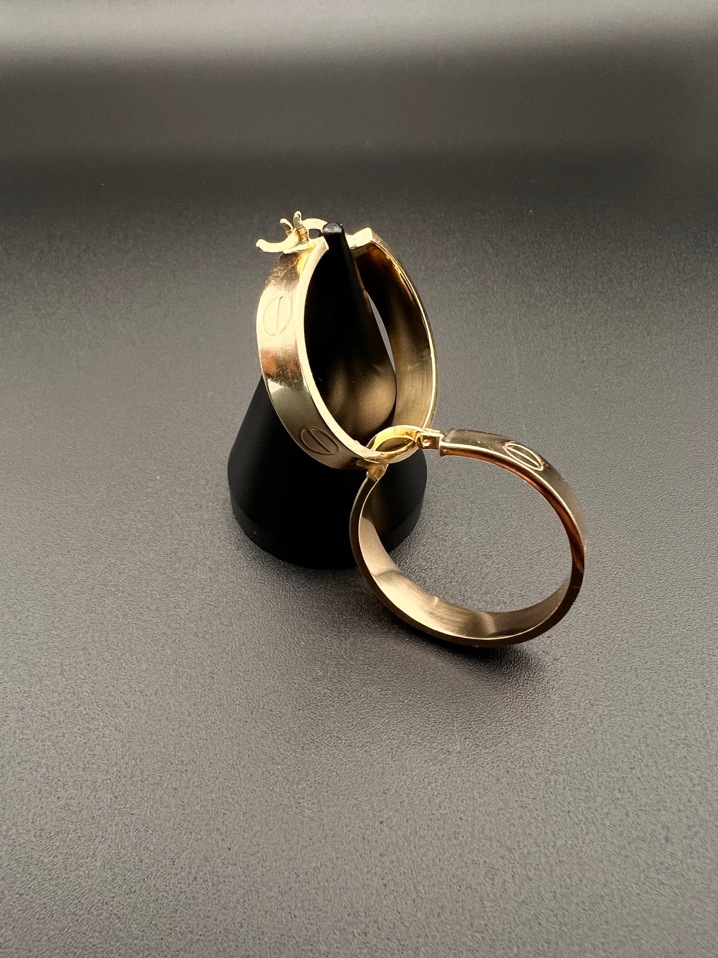 14K Fancy Hollow Hoops