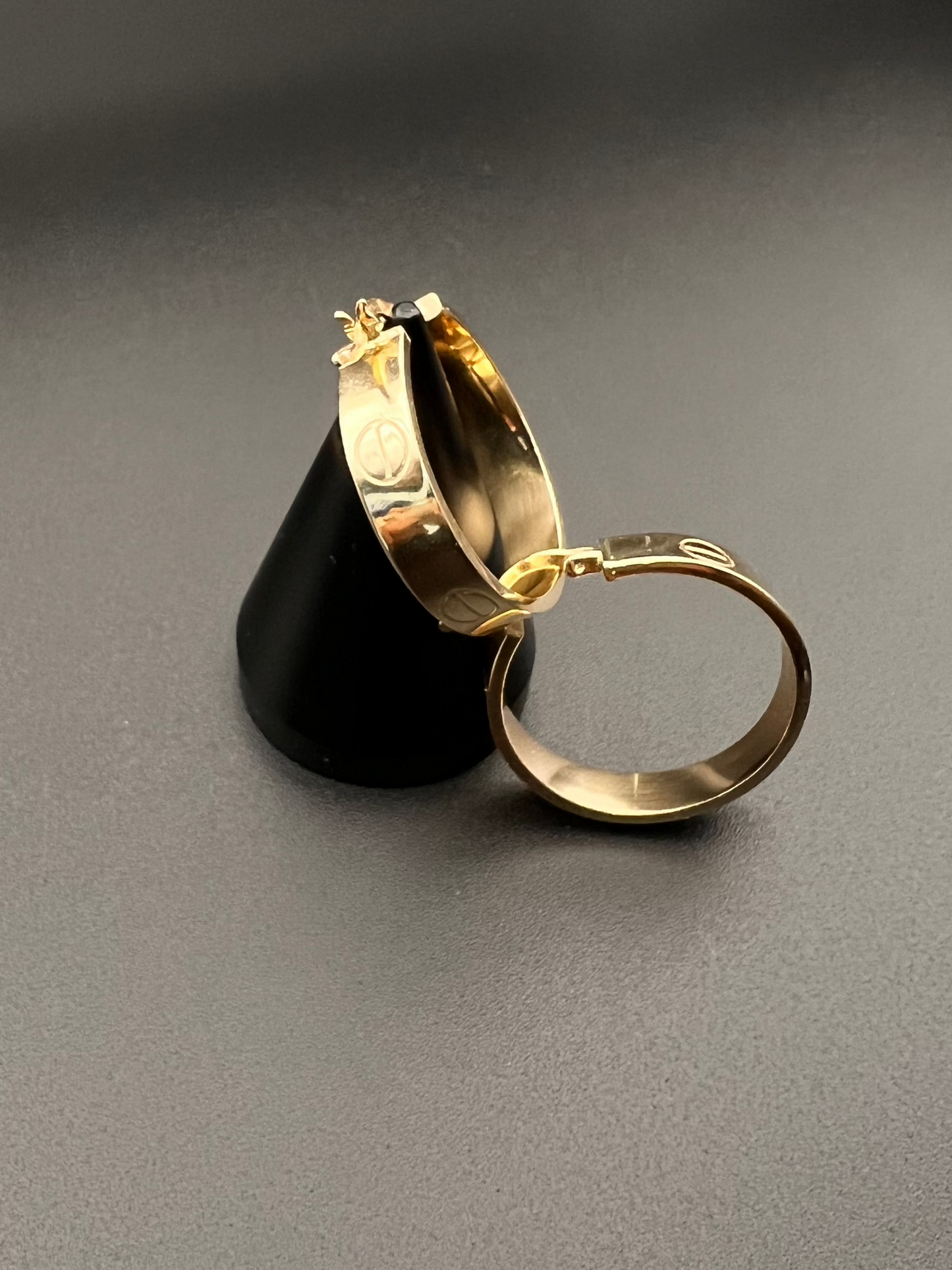14K Fancy Hollow Hoops