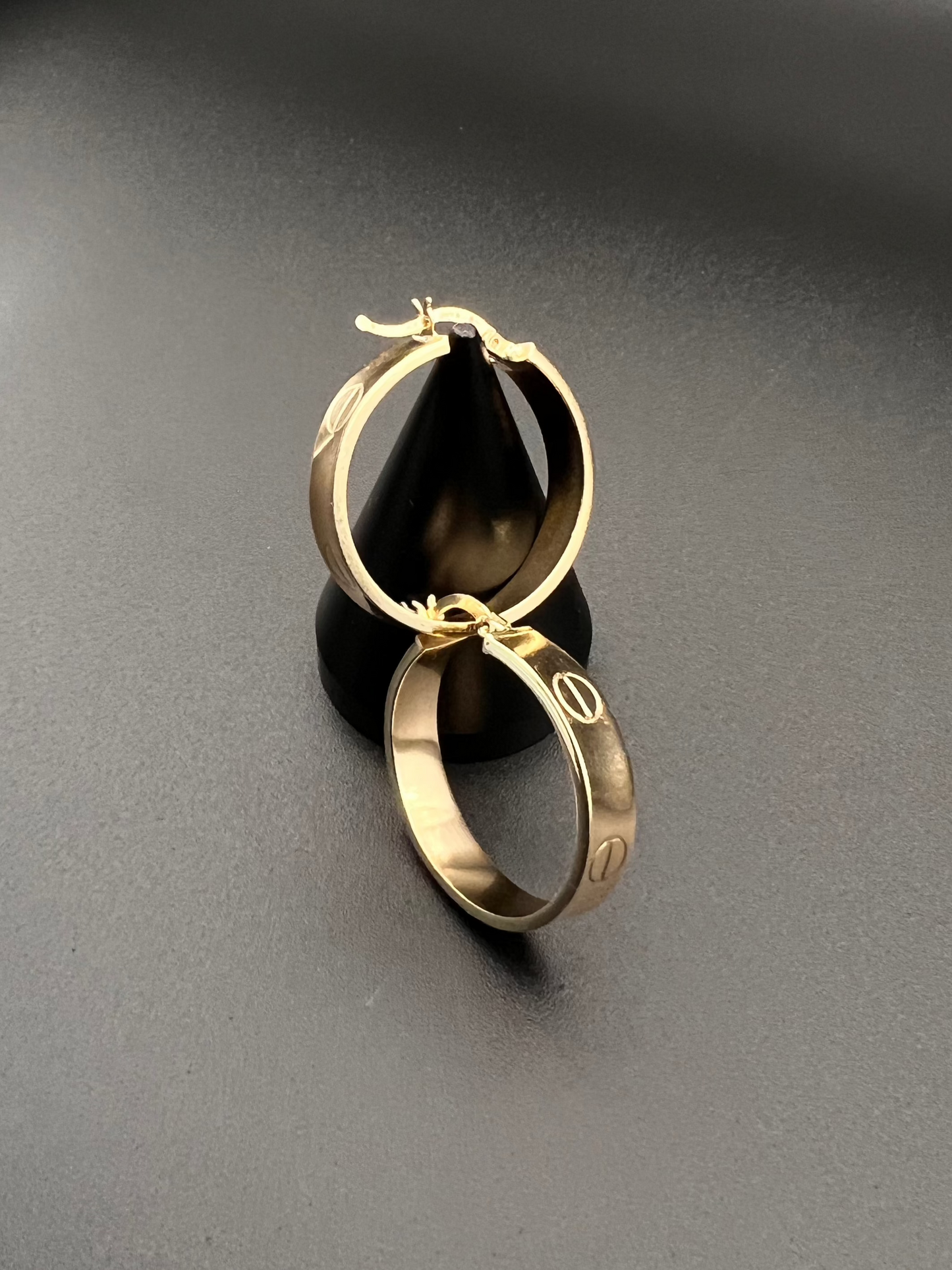 14K Fancy Hollow Hoops