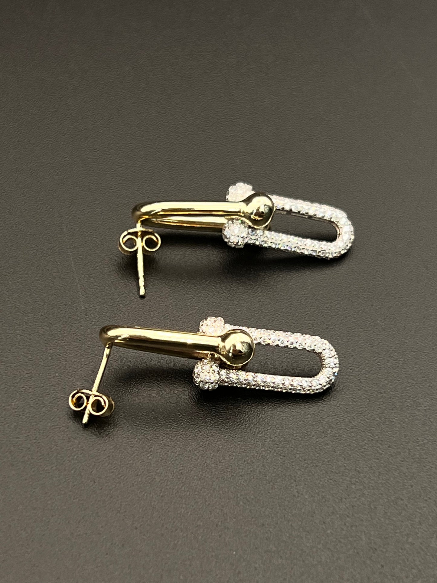 Fancy Women's Earrings CZ 10K Gold