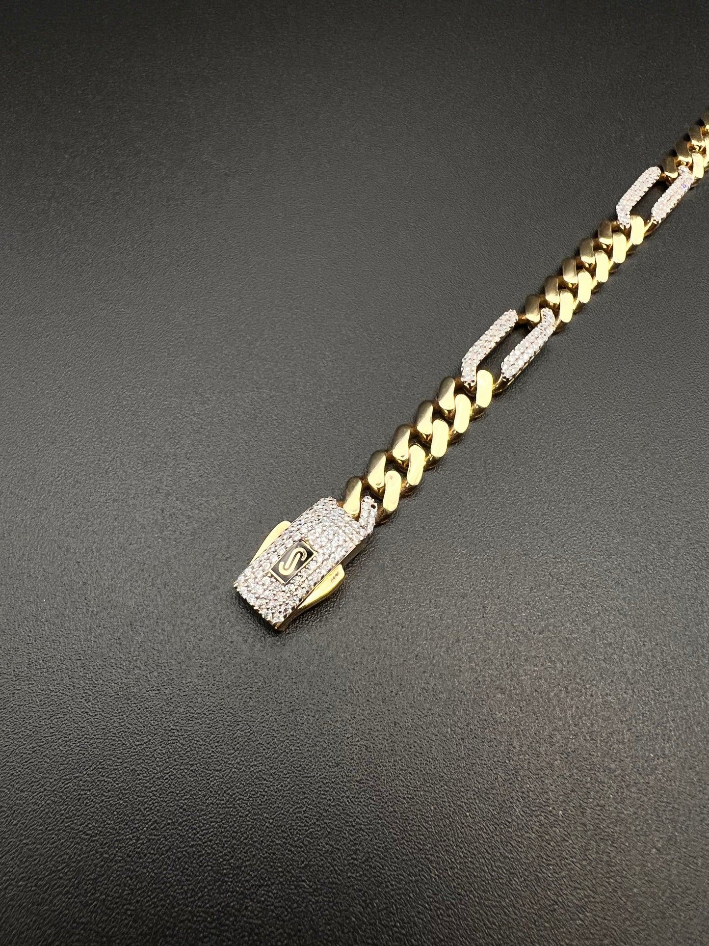 10K Unisex Hollow Figaro Monaco Bracelet