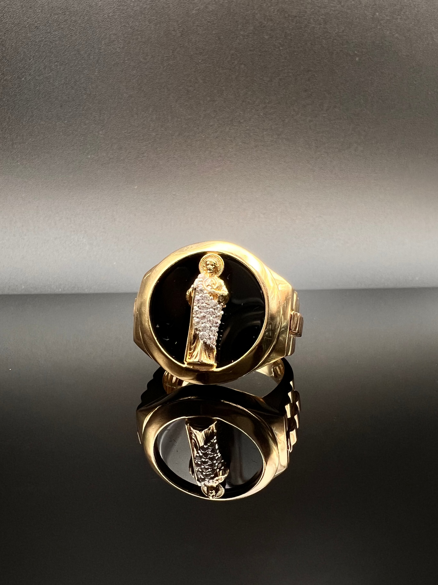 14K Men's San Judas Ring 2 tone