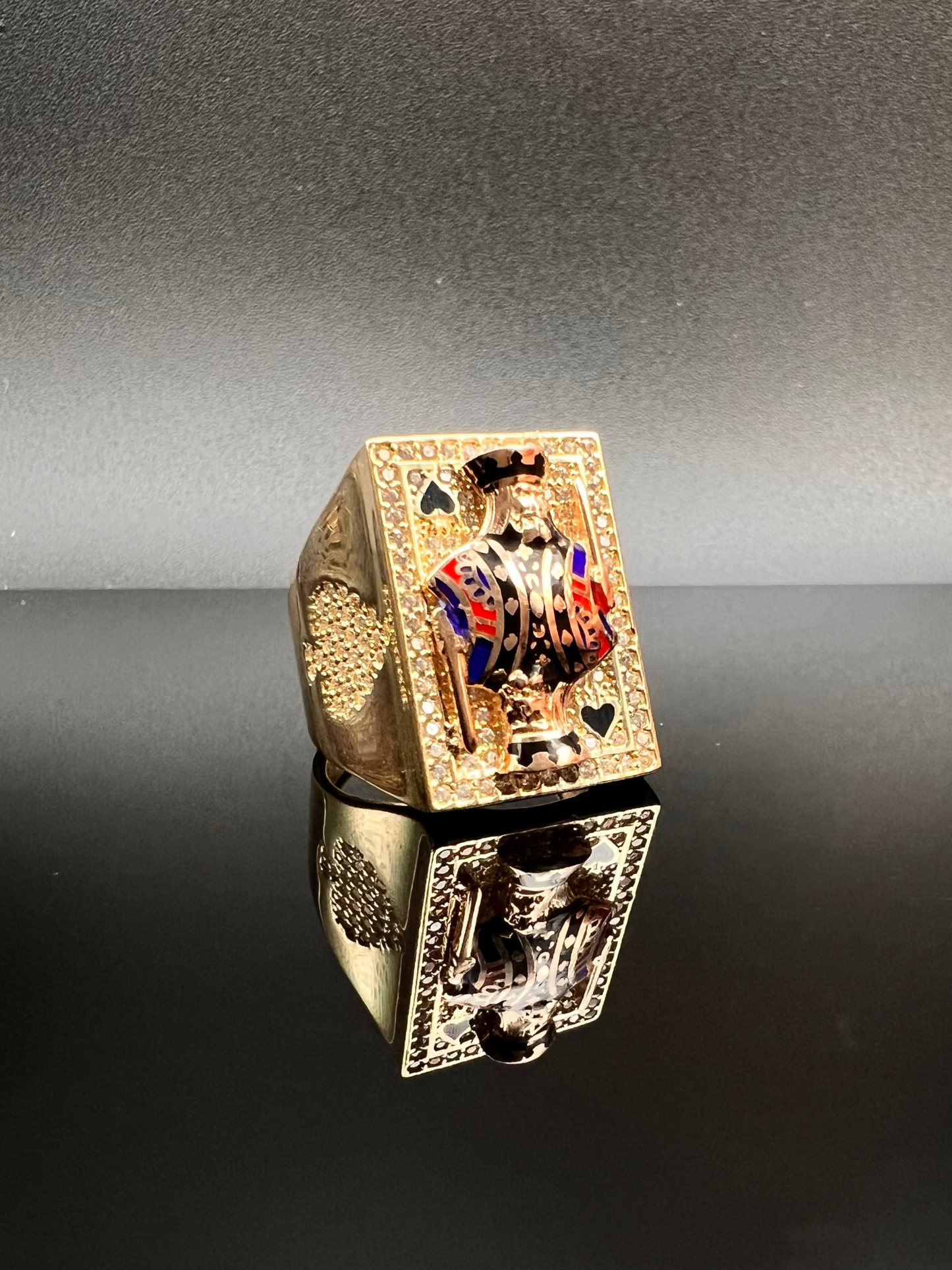 14K Men's King of Spades Ring