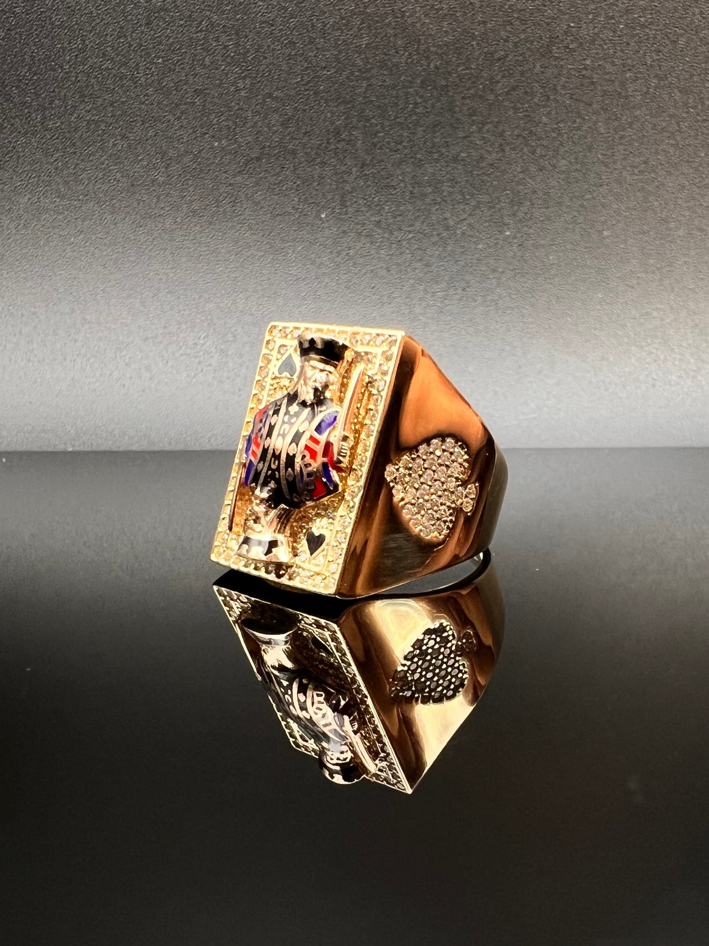 14K Men's King of Spades Ring