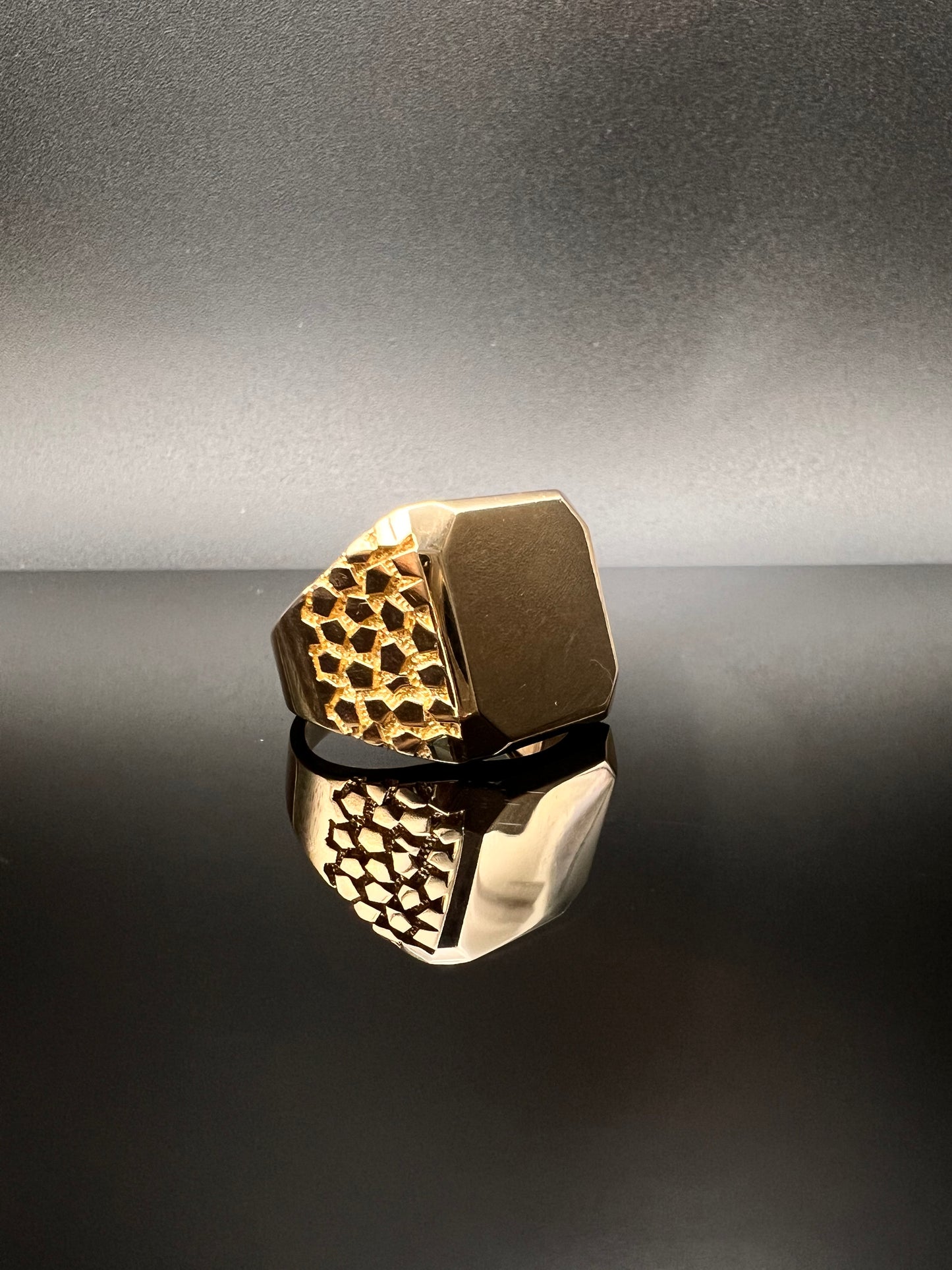 14K Men's Custom Initial Nugget Ring