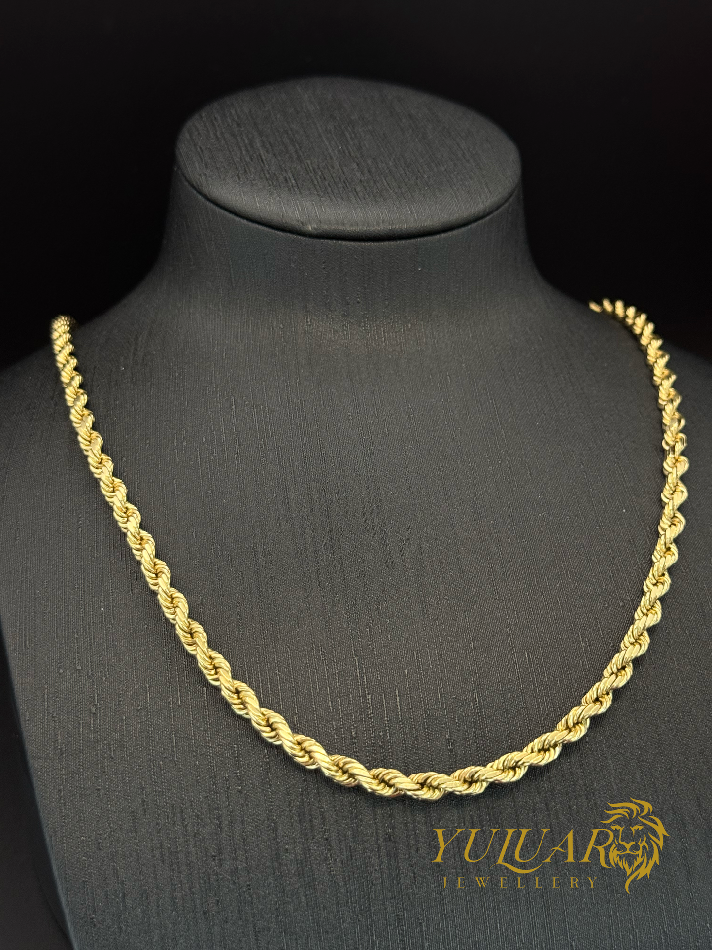 14K Solid Rope Diamond Cut Chain 26''