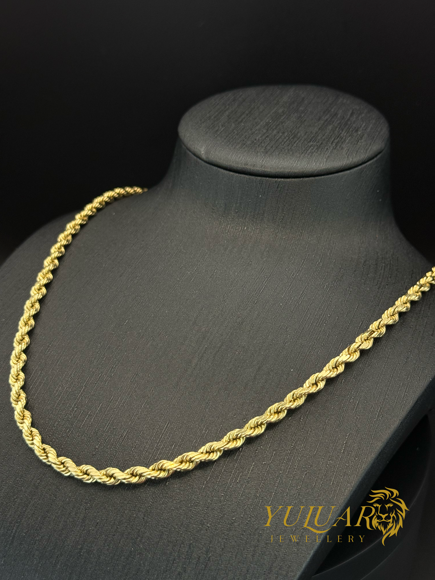14K Solid Rope Diamond Cut Chain 26''