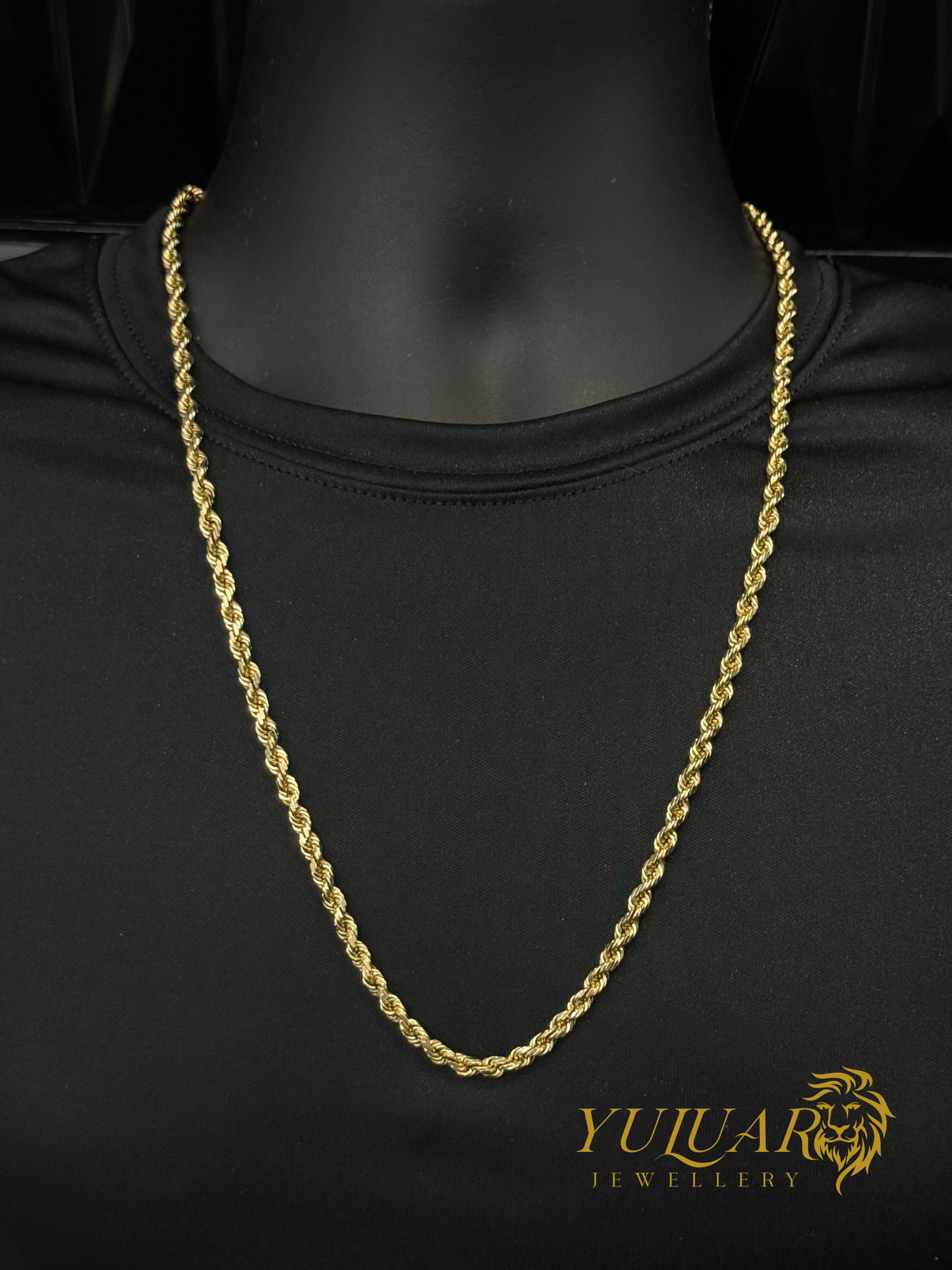 14K Solid Rope Diamond Cut Chain 26''