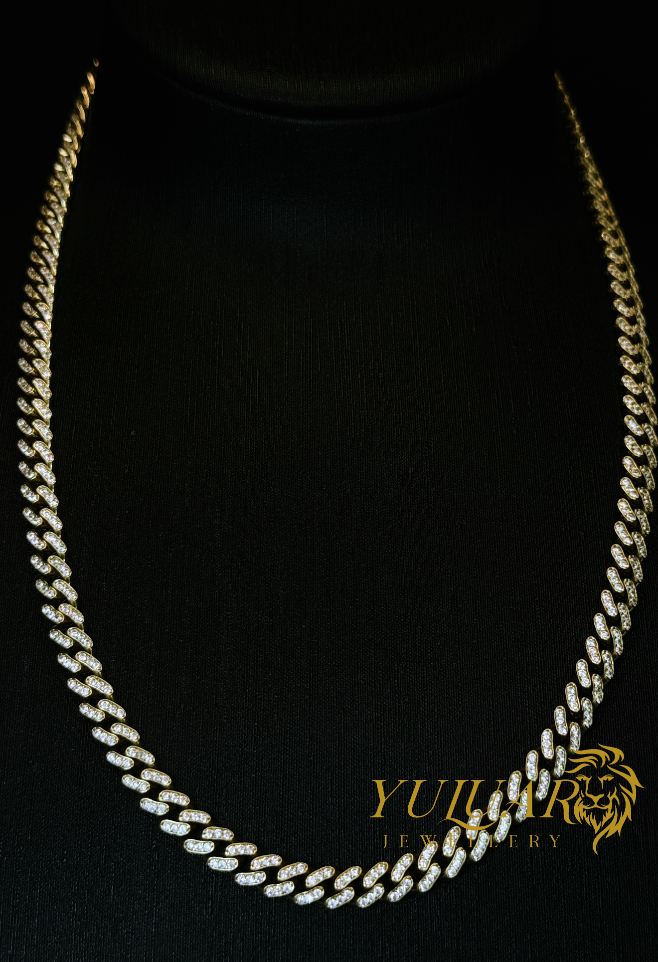 14K CZ ICE OUT MONACO LINK 5.5MM CHAIN 18''