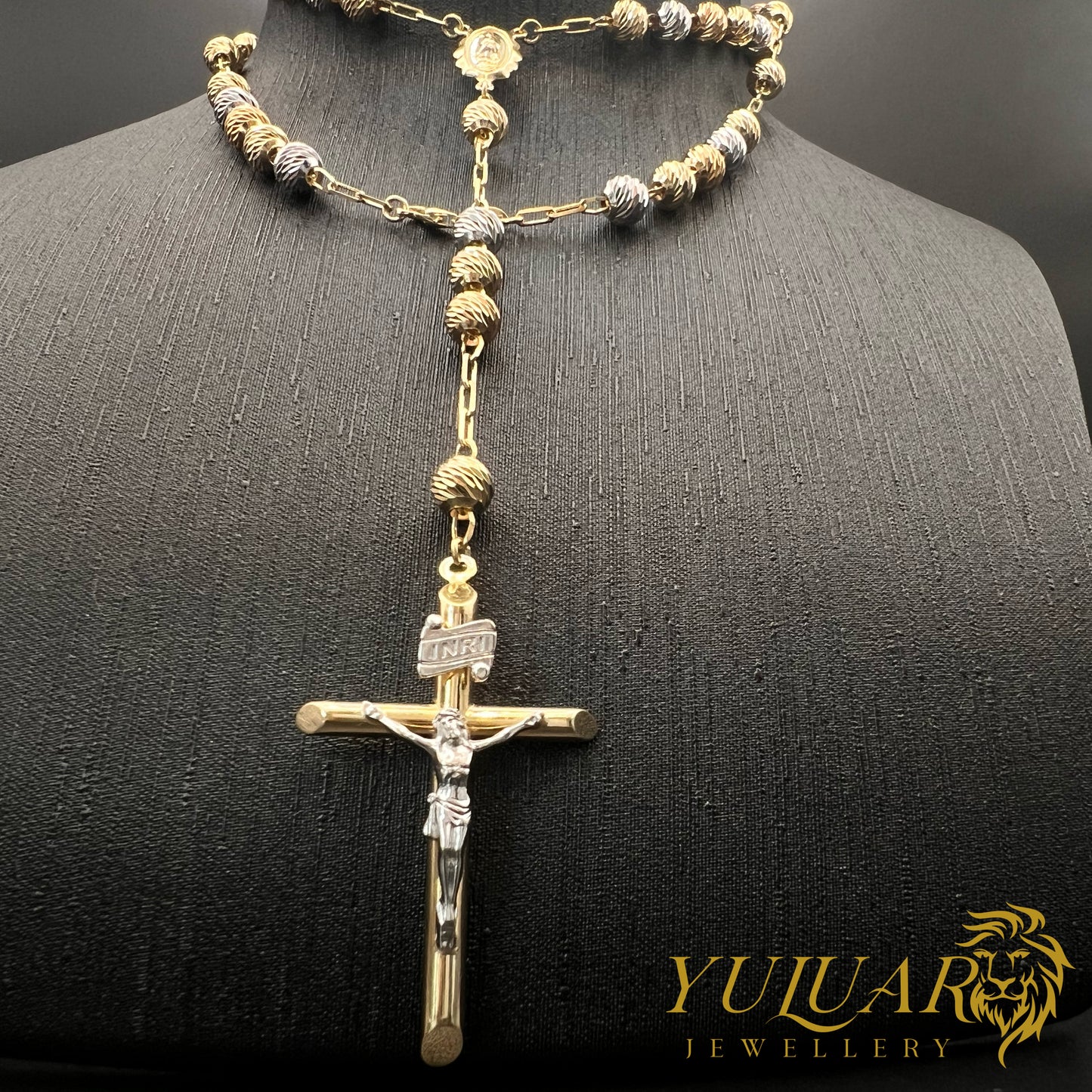 14K Rosary Tri-Tone 20''