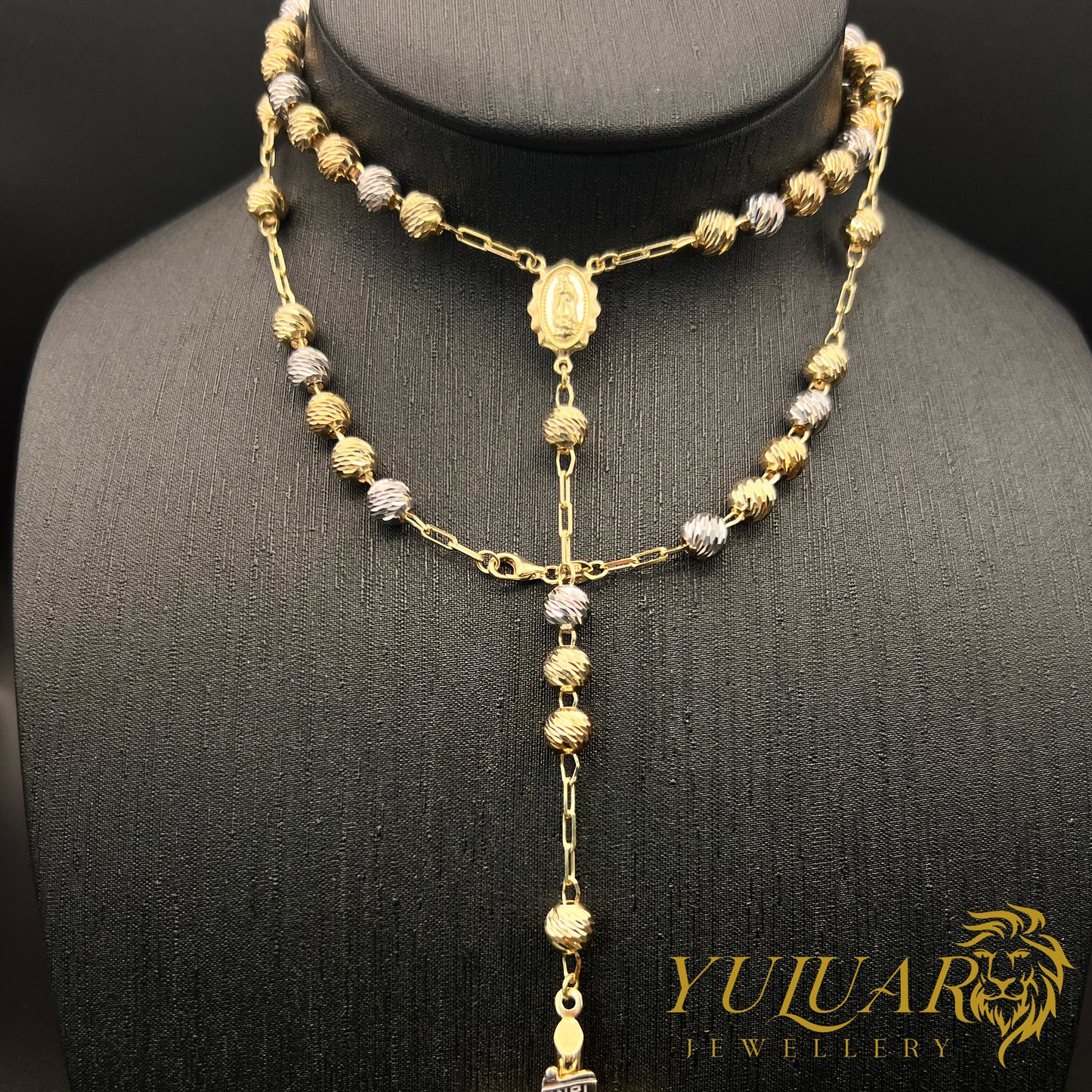 14K Rosary Tri-Tone 20''