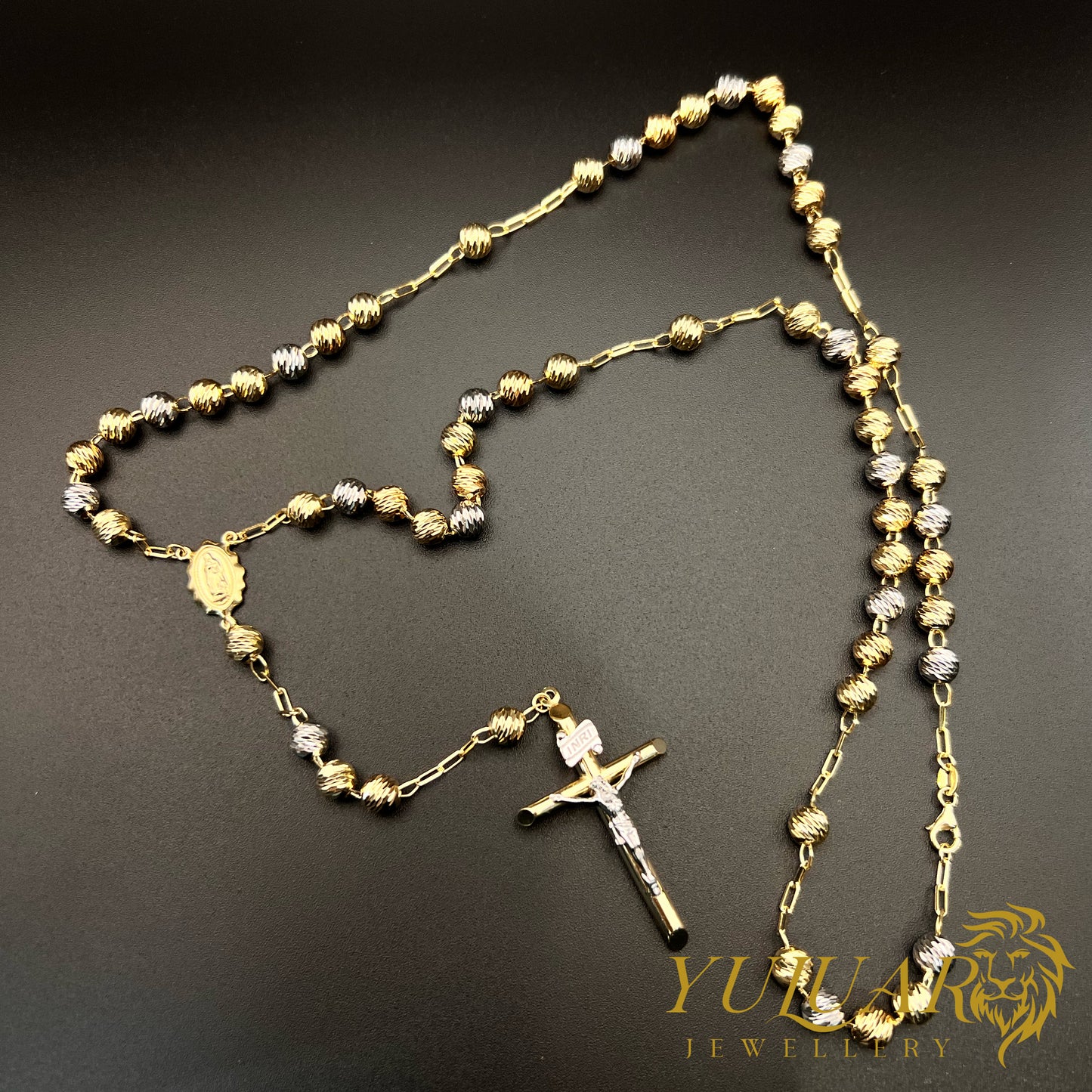 14K Rosary Tri-Tone 20''