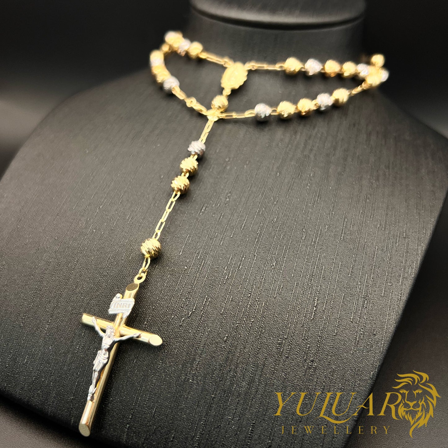 14K Rosary Tri-Tone 20''