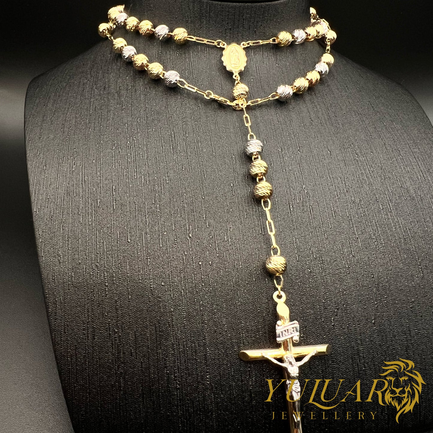 14K Rosary Tri-Tone 20''