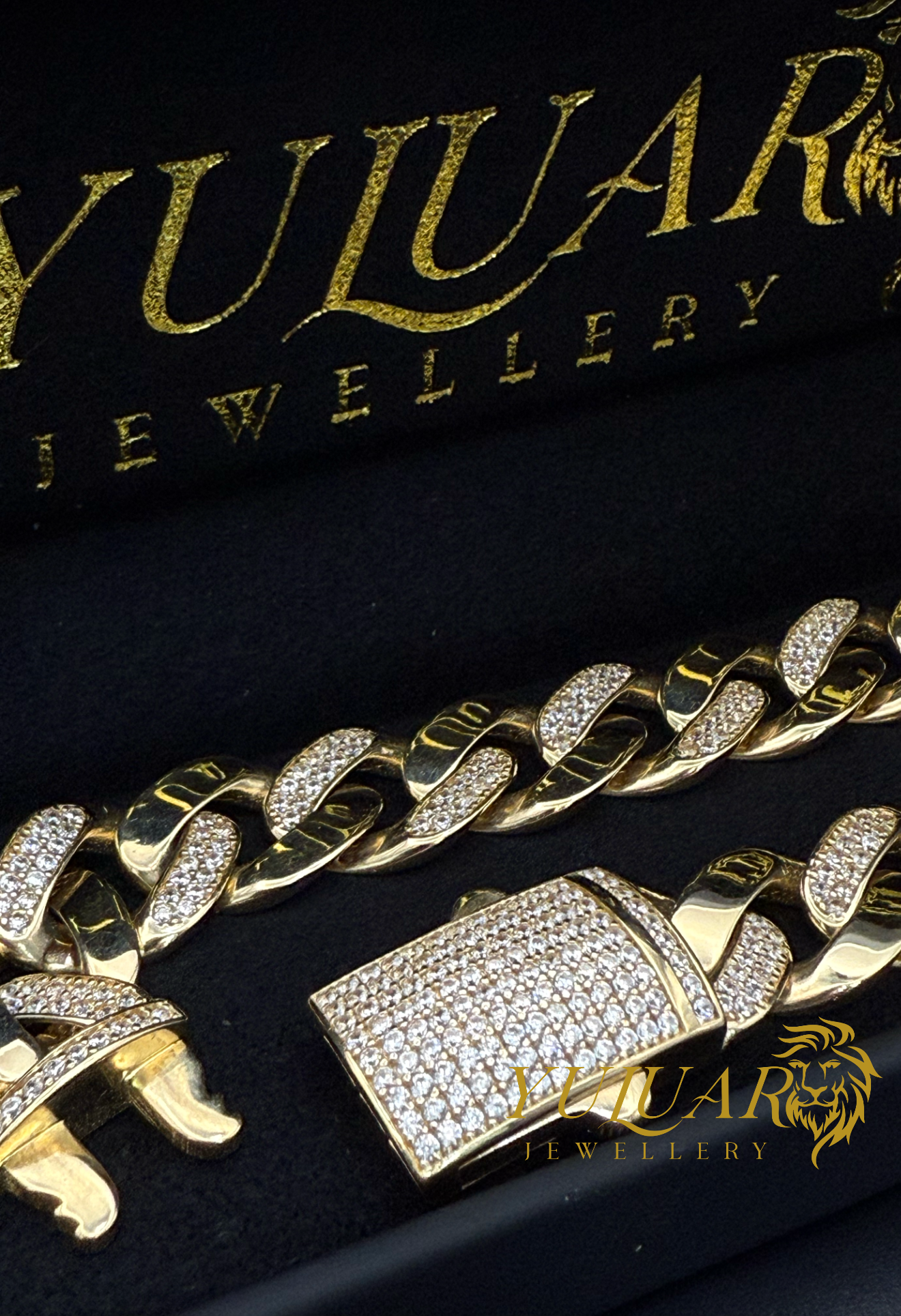 14K Hollow Men's Iced Out Bracelet 13mm