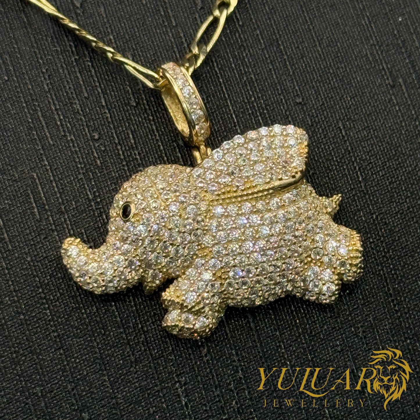 Elephant Pendant 14K CZ