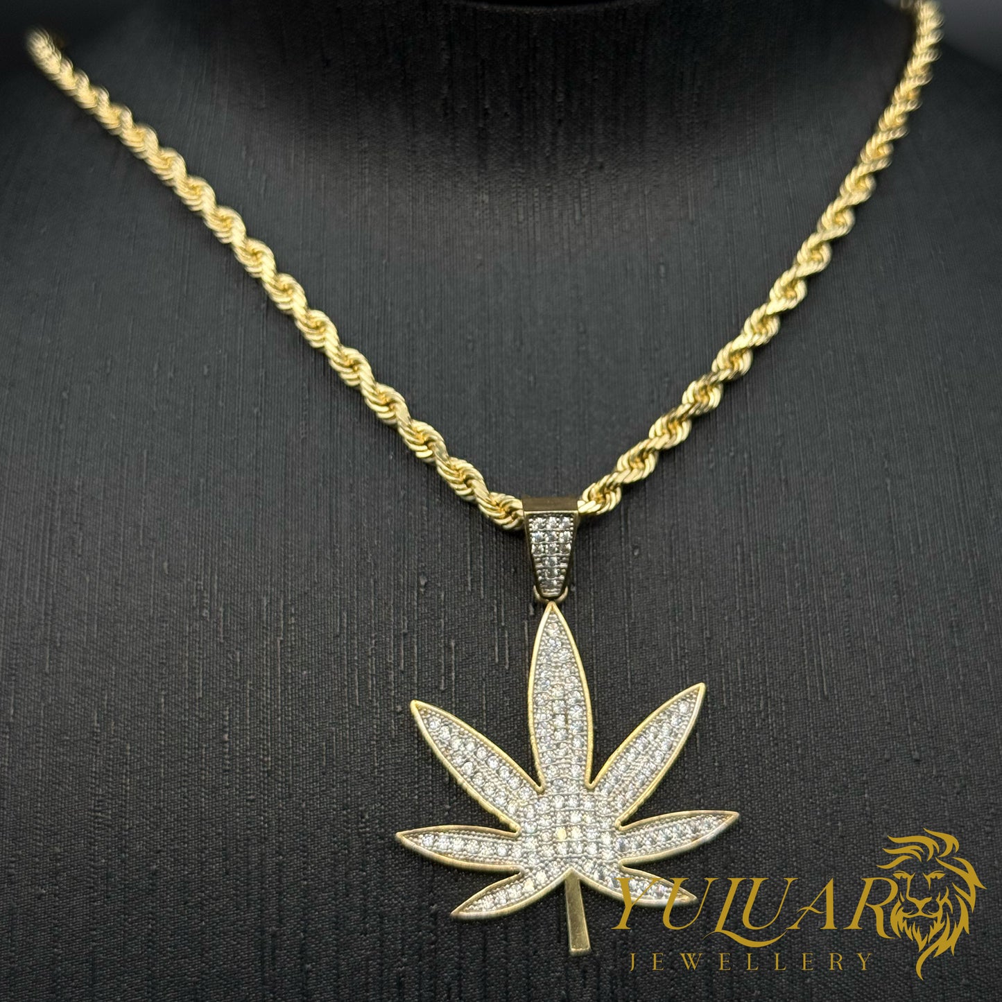 Cannabis 14K Pendant Diamond-Cut
