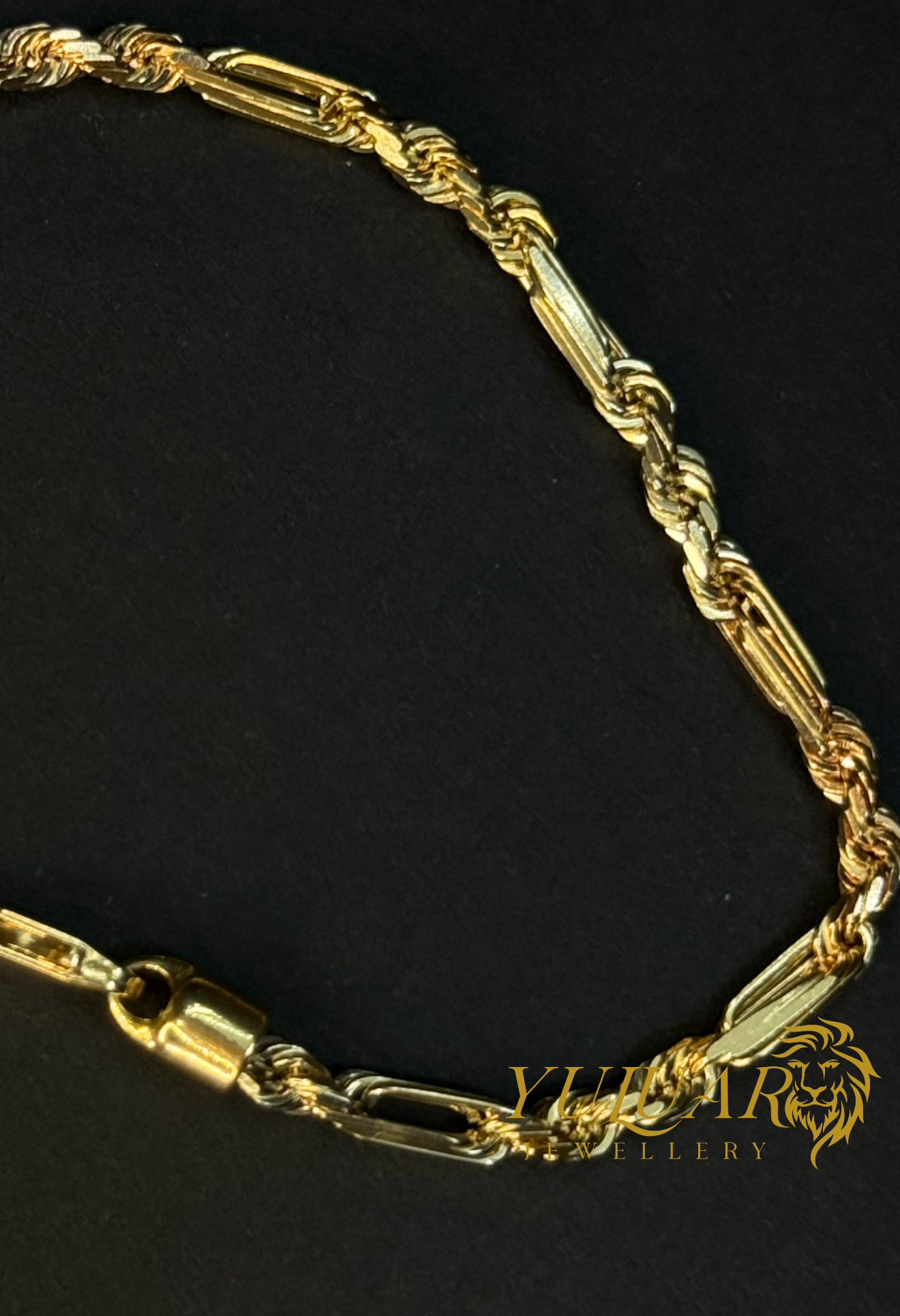 14K 3-TONES ROPE FIGARO BRACELET