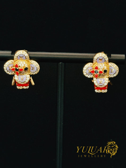 14K Yellow Gold Designer-Inspired Earrings – Cubic Zirconia Accents