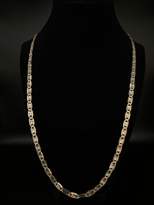 14K Solid Tri-Color Valentino Chain 4.9MM