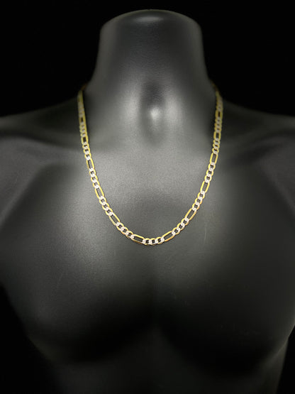 14K Solid Two-Tone Figaro Chain 6MM