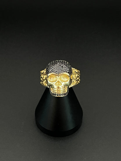 14K Men's Black Skulls Ring