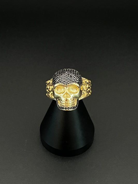14K Men's Black Skulls Ring
