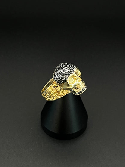14K Men's Black Skulls Ring