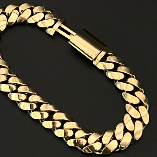 14K Men's Solid Monaco Bracelet 11.8MM