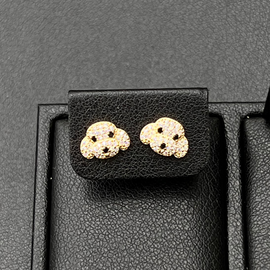 14K Gold Dog Stud Earrings