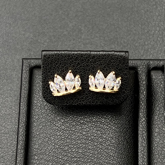 Crown Stud Earrings 14K Gold