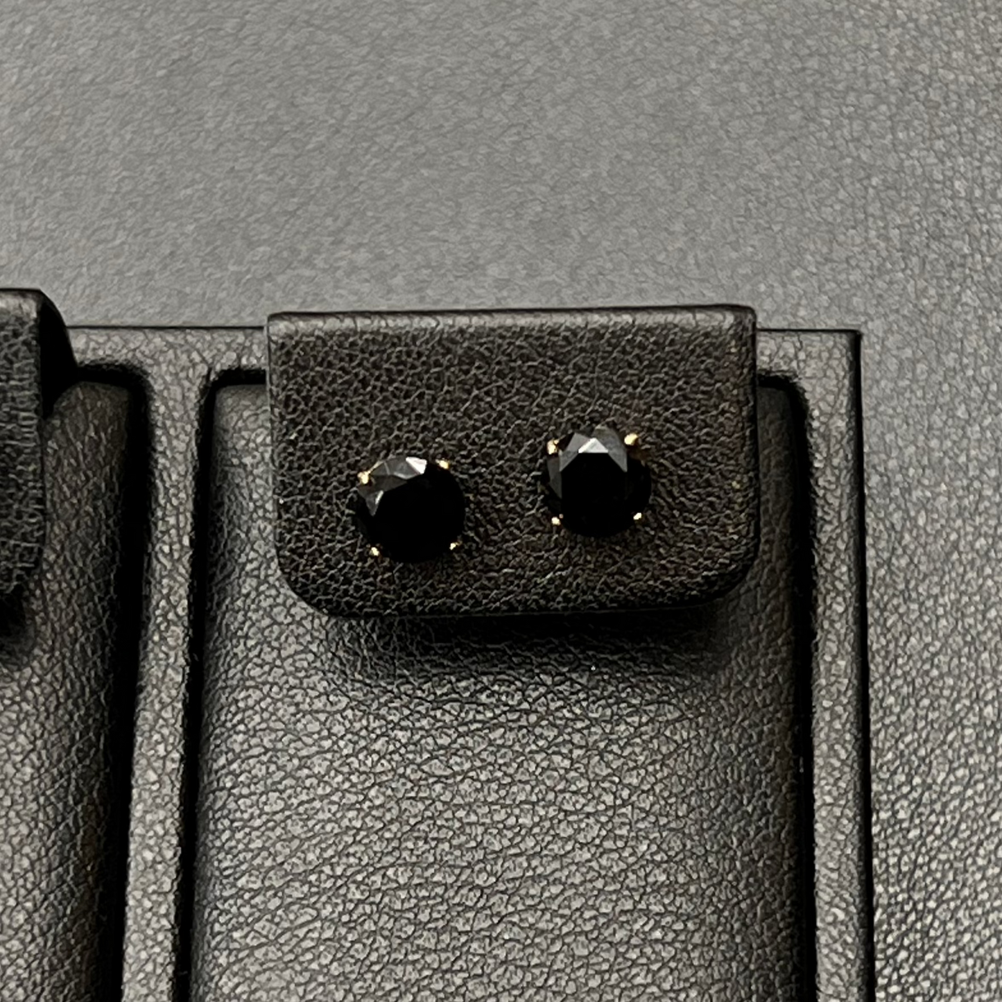 Black Round CZ Stud Earrings