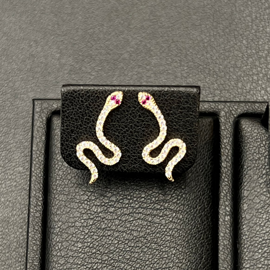 Snake Stud Earrings 14K Gold