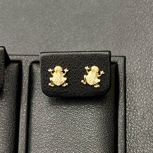 Frog Stud Earrings 14K Gold