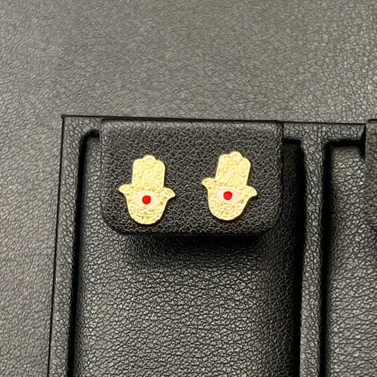 Hamsa Stud Earrings 14K Gold
