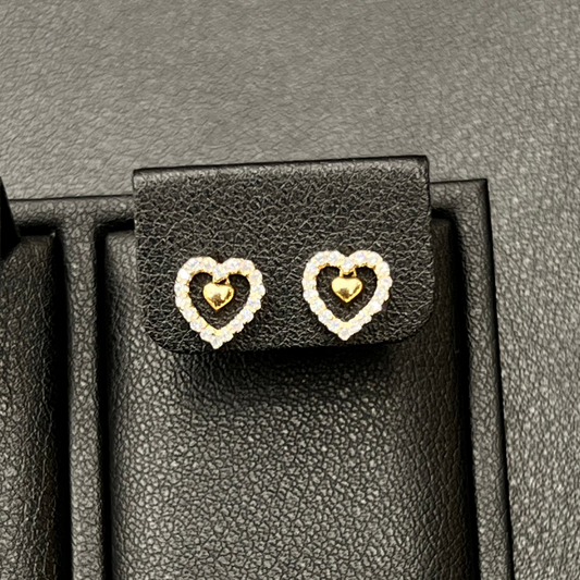 Heart Stud Earrings 14K Gold