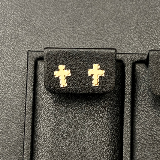 Cross Stud Earrings 14K Gold