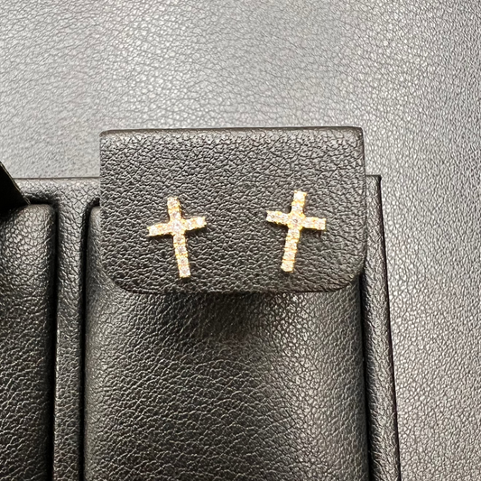 Diamond-cut Cross Stud Earrings
