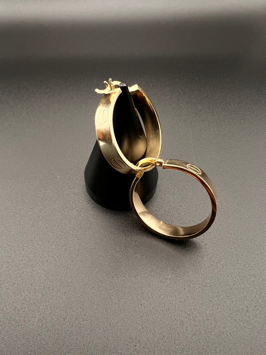 14K Fancy Hollow Hoops