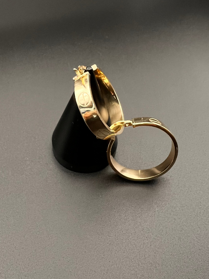 14K Fancy Hollow Hoops