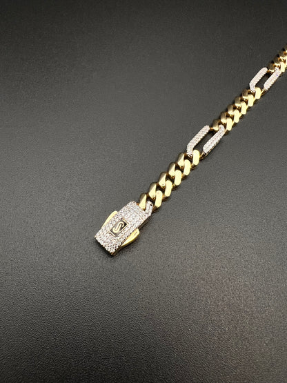 10K Unisex Hollow Figaro Monaco Bracelet