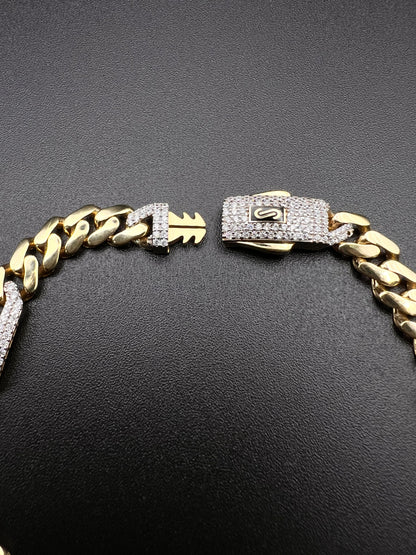 10K Unisex Hollow Figaro Monaco Bracelet